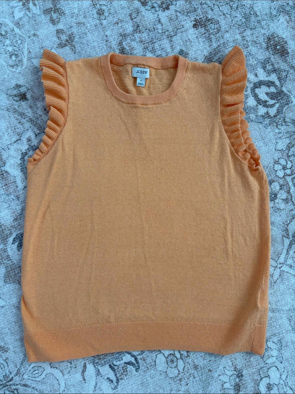 J. Crew Peach Orange Ruffle Sleeve Knit Tank